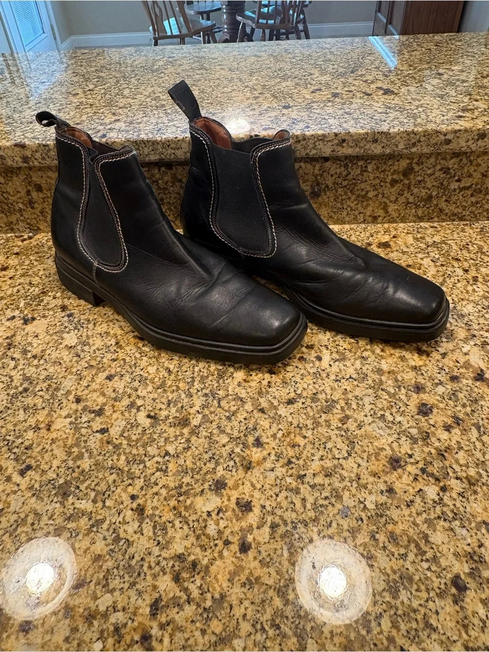 Donald Pliner Shine Nappa Chelsea Boots Men’s 11 Black Leather Square Toe
